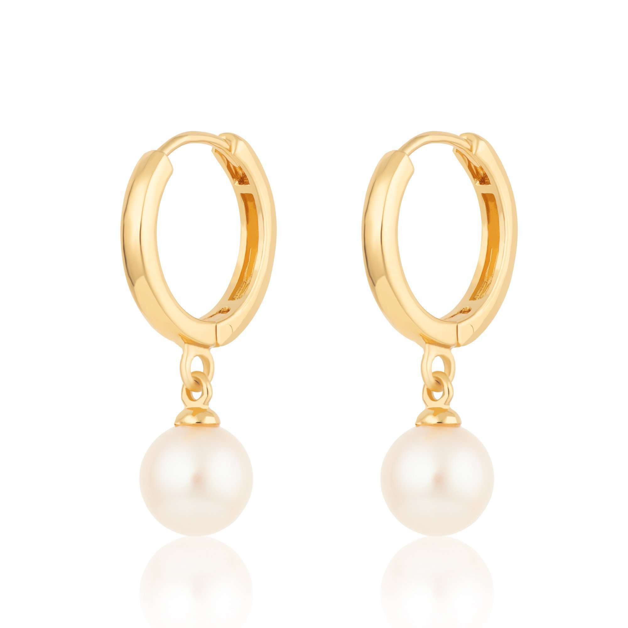 Modern Pearl Hoop Earrings