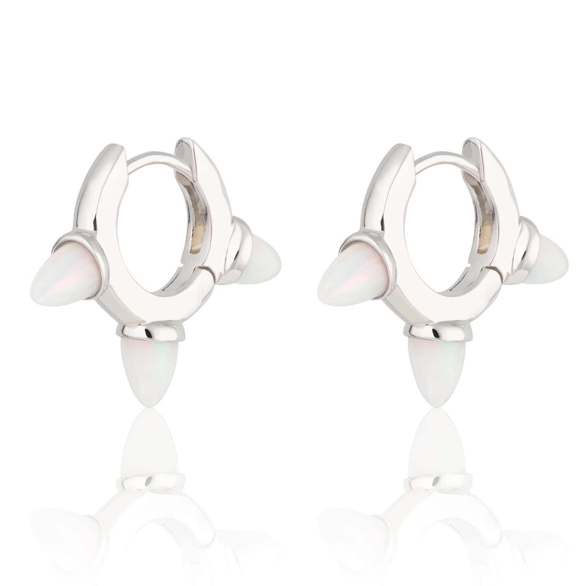Opal Triple Bullet Huggie Earrings