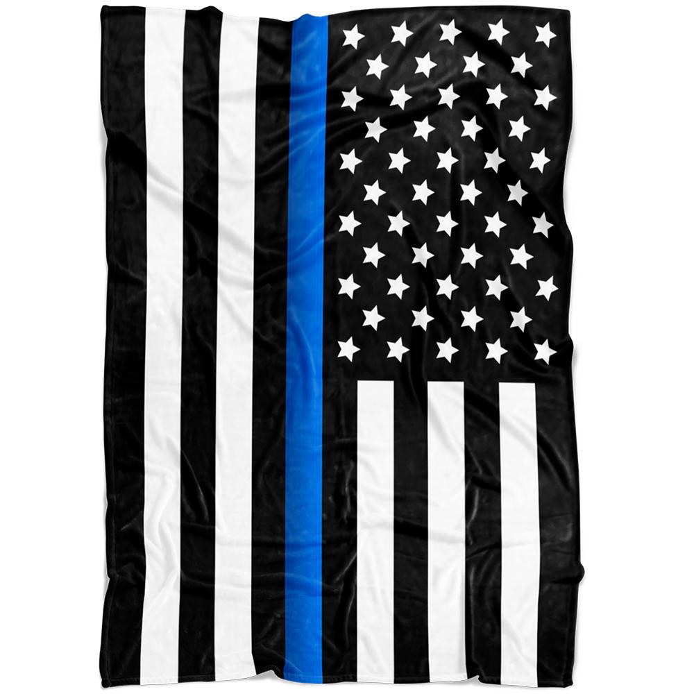 Thin Blue Line Flag Fleece Blanket Heroic Defender