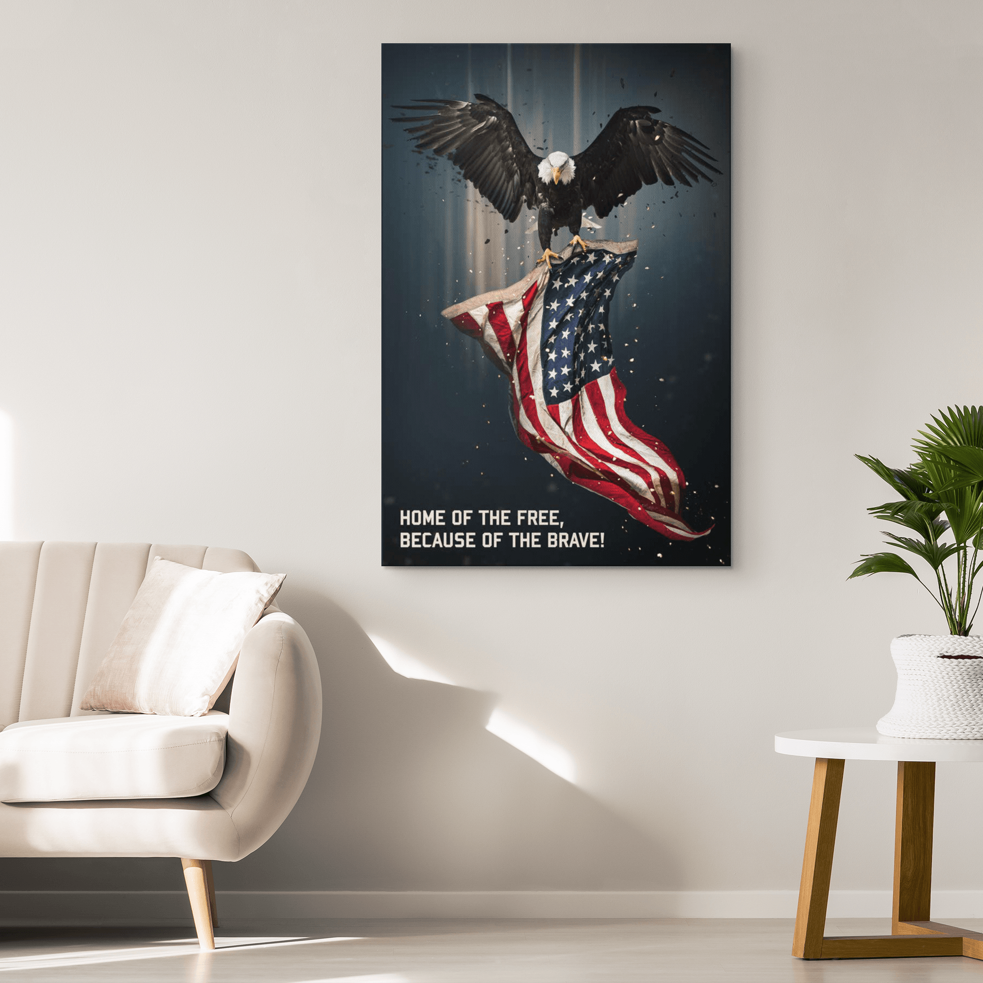 Eagle American Flag Military Canvas Wall Art Heroic Defender