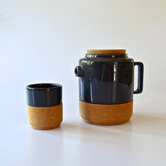 Cork ceramic teapot teacup dark grey