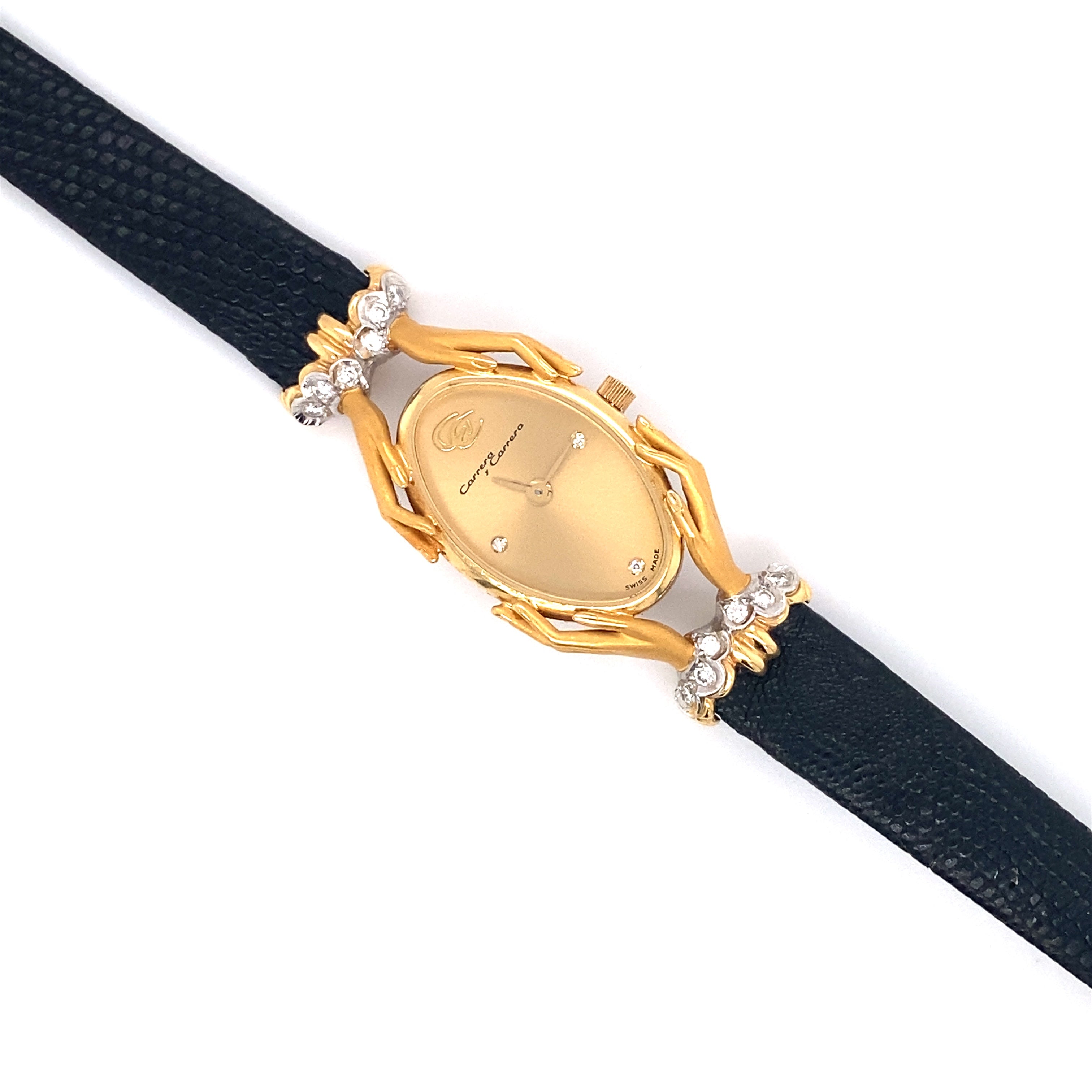 Carrera y Carrera Womens Wrist Watch with Lizard Band in 18K Gold - The  Verma Group