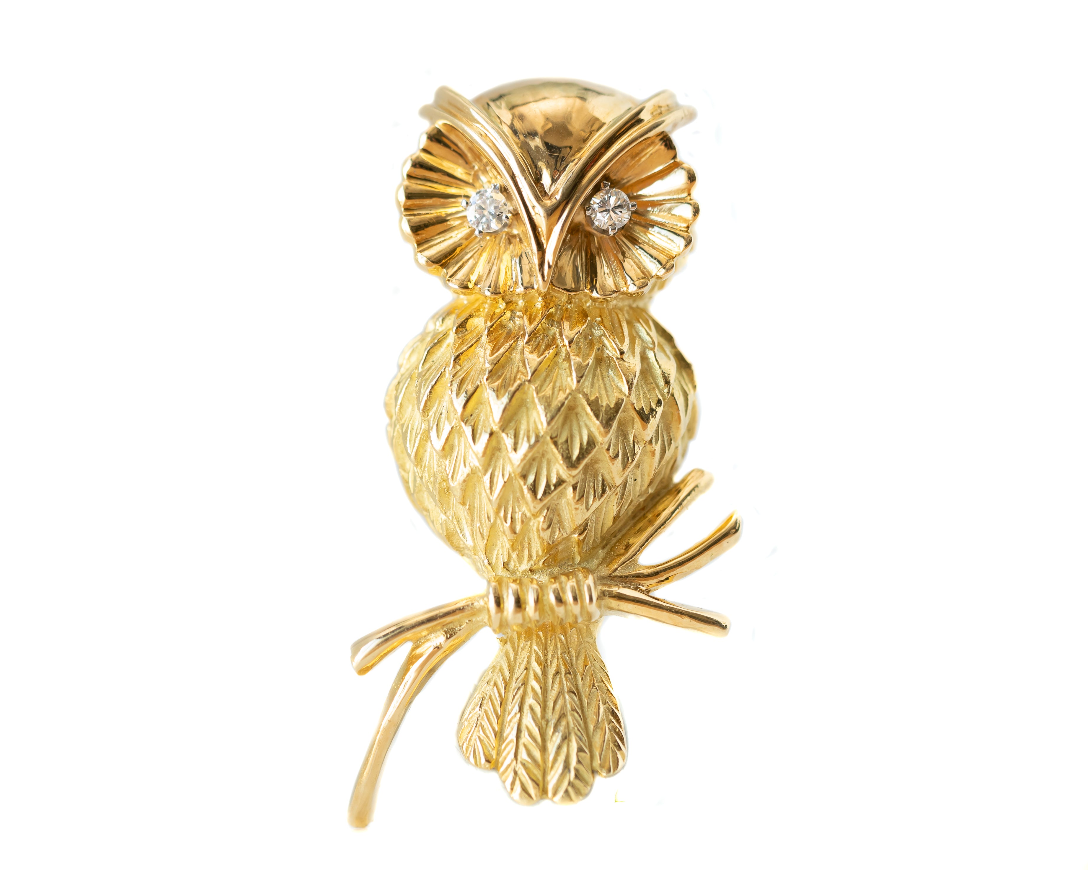 Tiffany and Co. 18k Gold Owl Brooch 