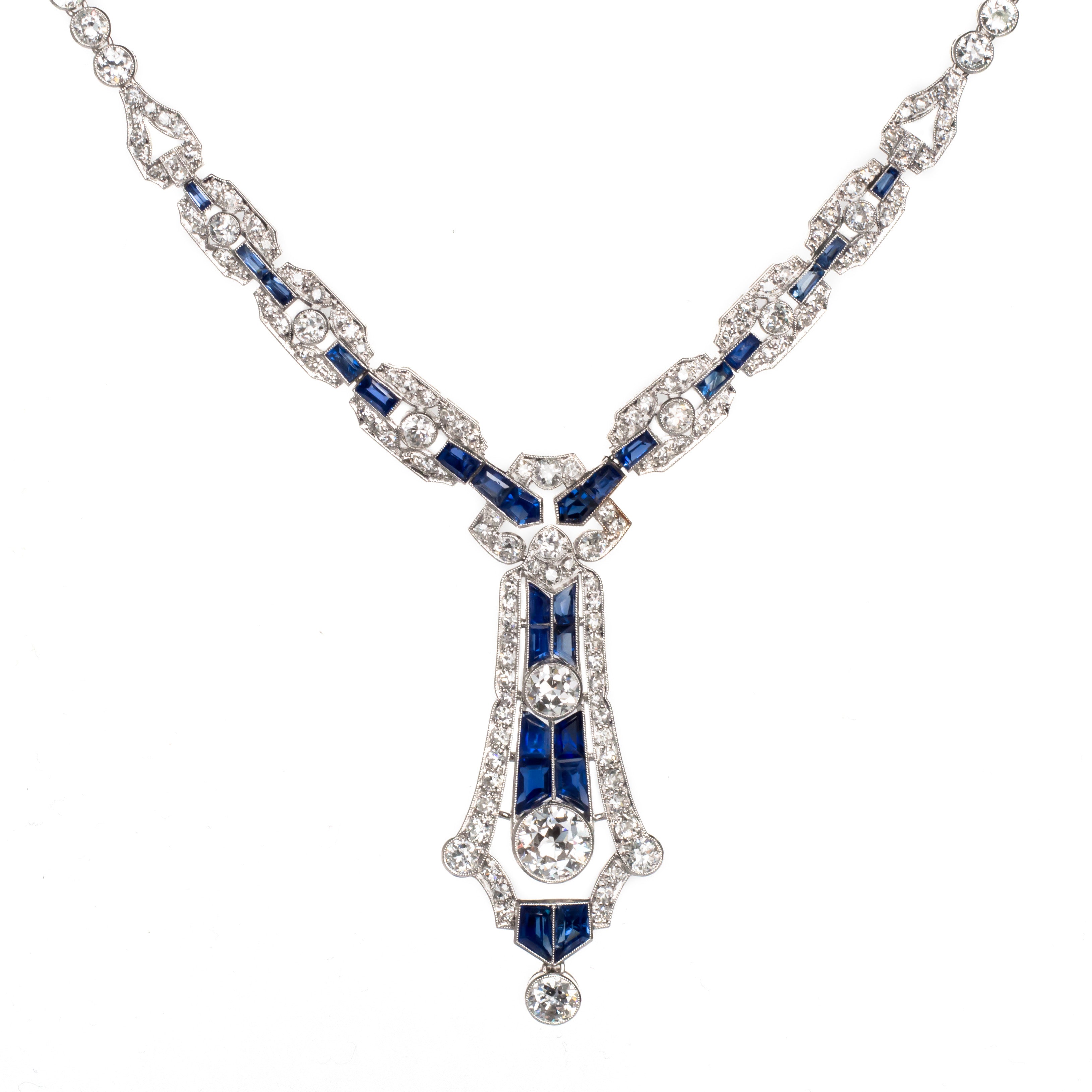 Diamond and Sapphire Platinum Necklace - The Verma Group