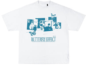 BUTTERFLY EFFECT TEE - TEAL/WHITE