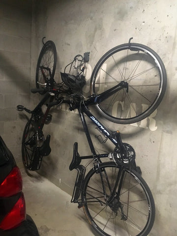 Bikes on bike hooks