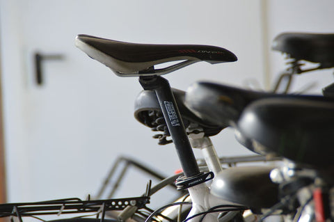 Close up shot of a bike saddle