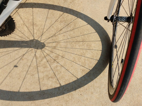 Bike wheel close up with shadow