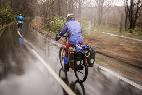 Wet downhill bicycle ride on the Elfin cycling Road