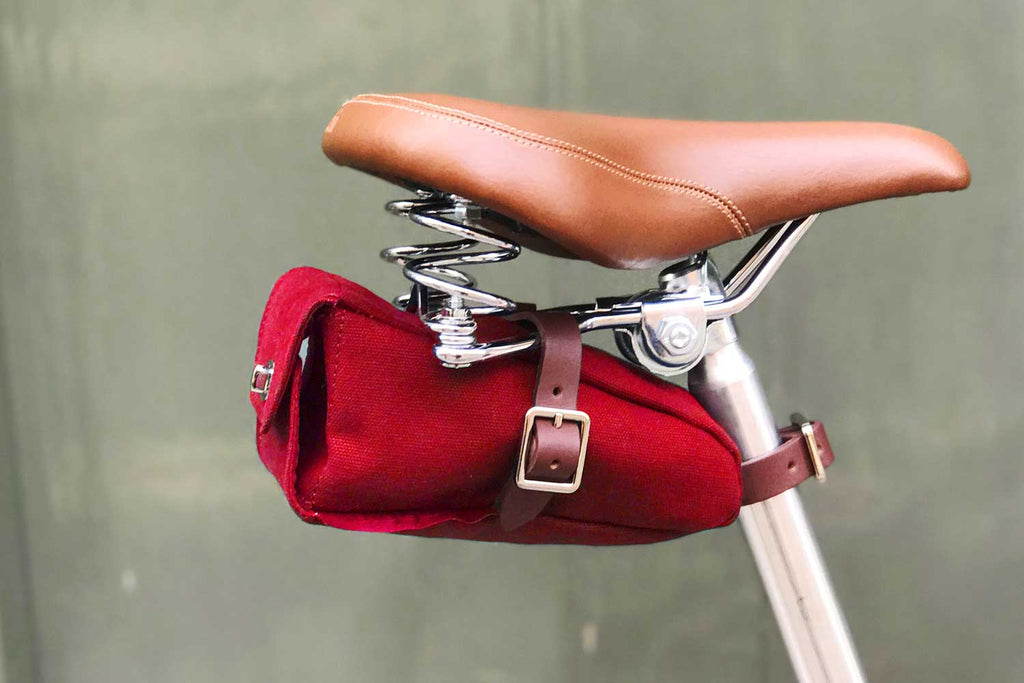 red bike saddle bag