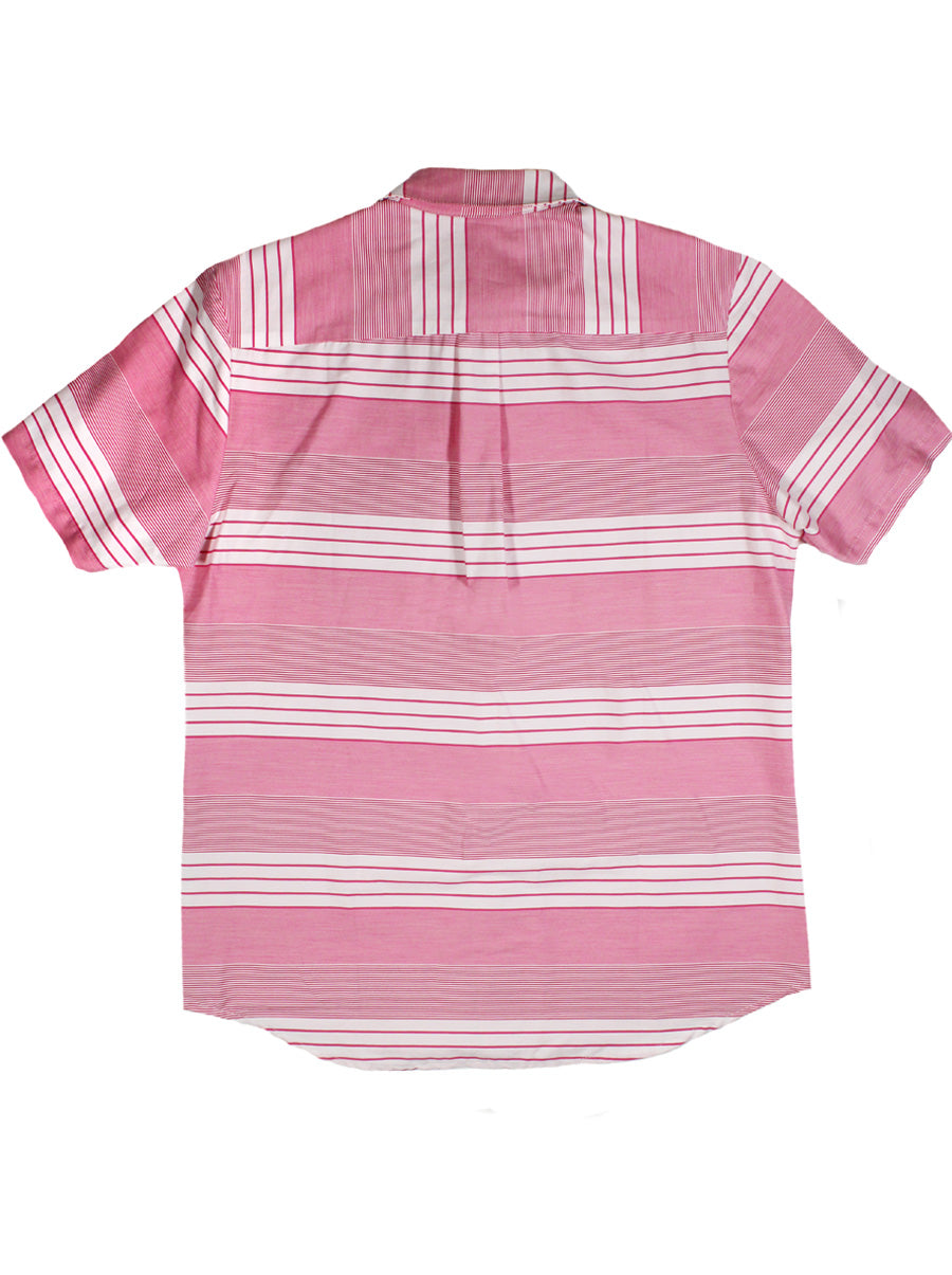 Red Striped Short Sleeve Classic Collar Shirt