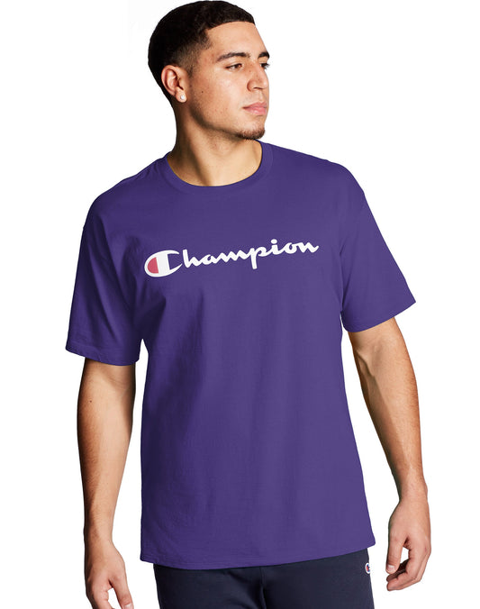 Champion Heritage Small Script Navy T-Shirt - Authentic Champion