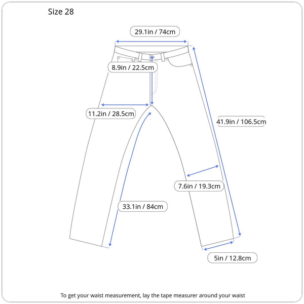 Denim Sizechart - Guapi Clothing