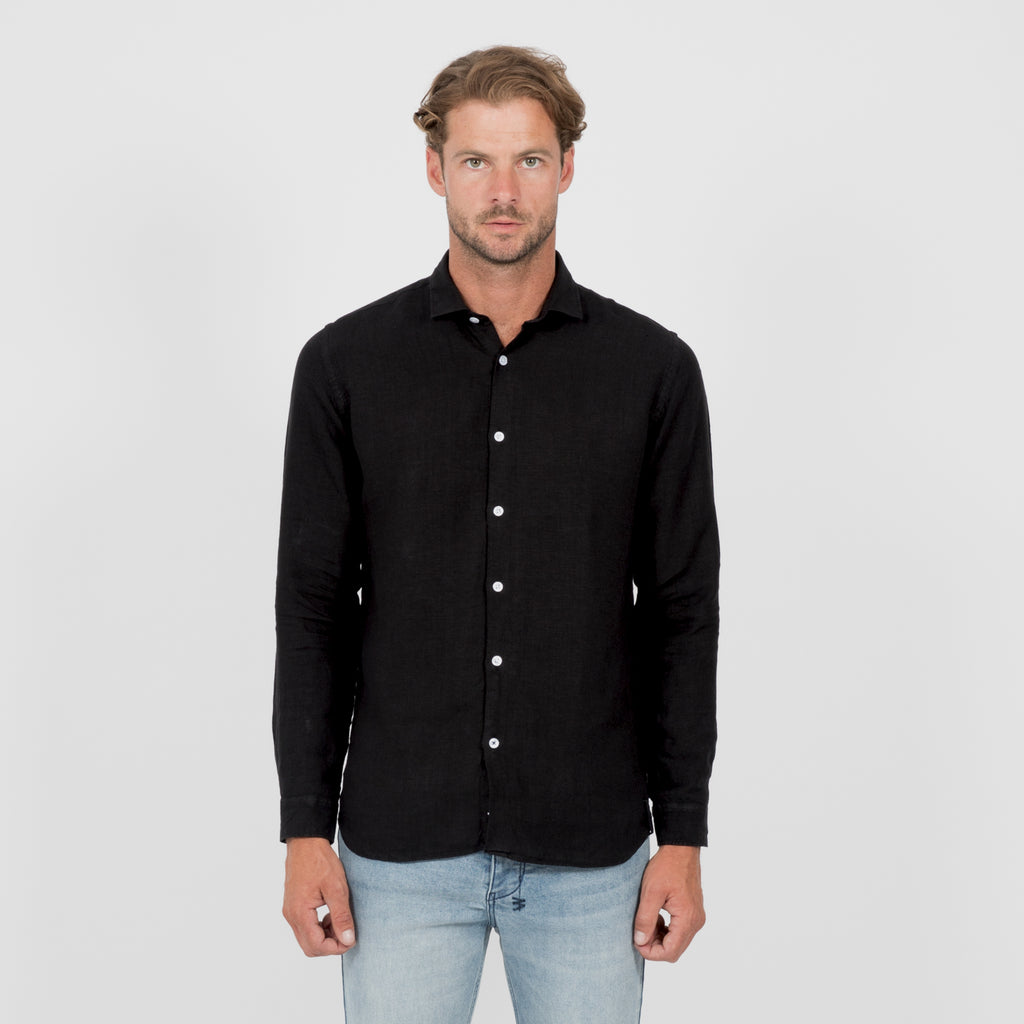 black linen shirt