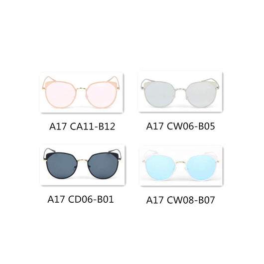 A17 Women's Flat Lens Metal Frame Cat Eye Sunglasses Silver - Icy Blue