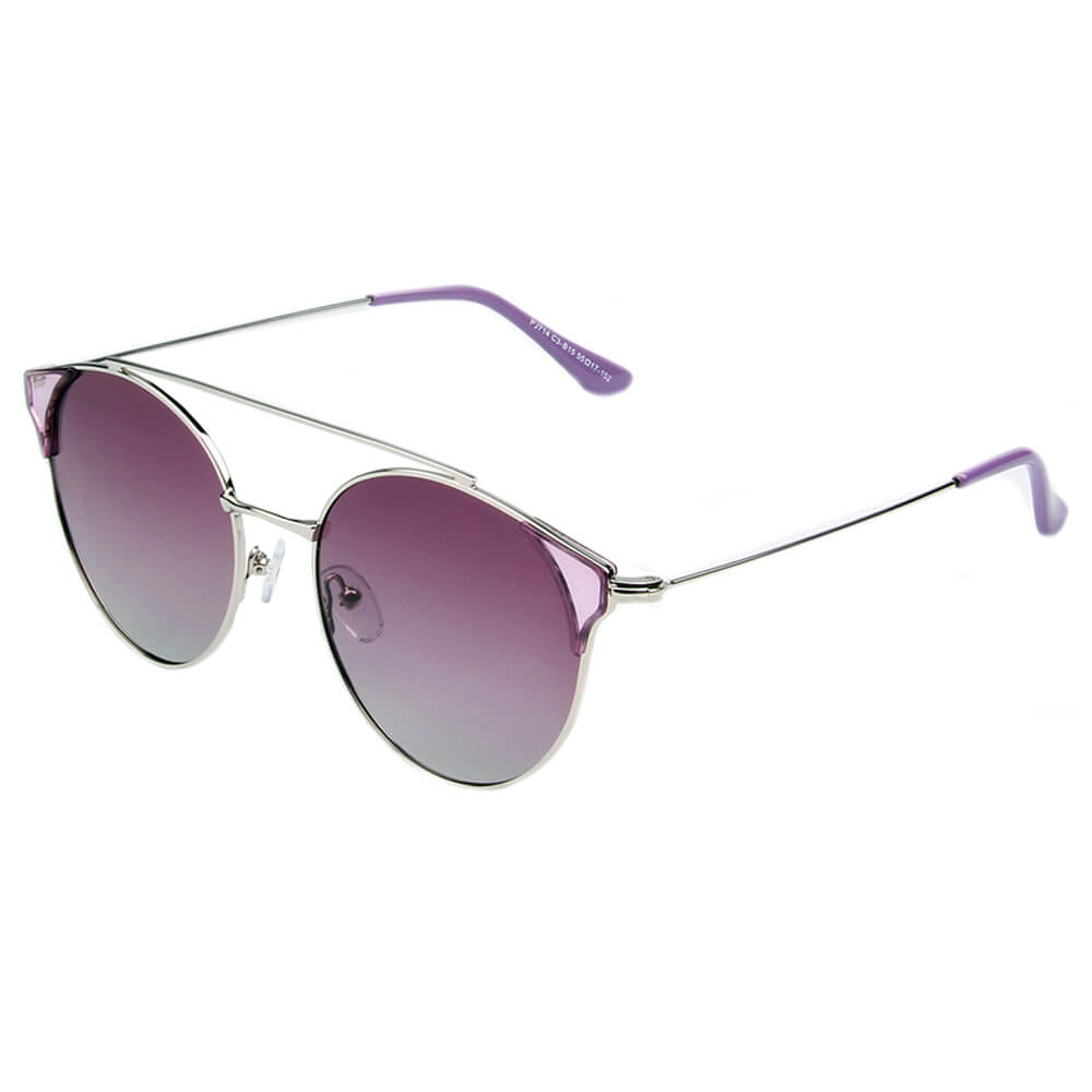 Antequera | Women Round Polarized Brow-Bar Cat Eye Fashion Sunglasses