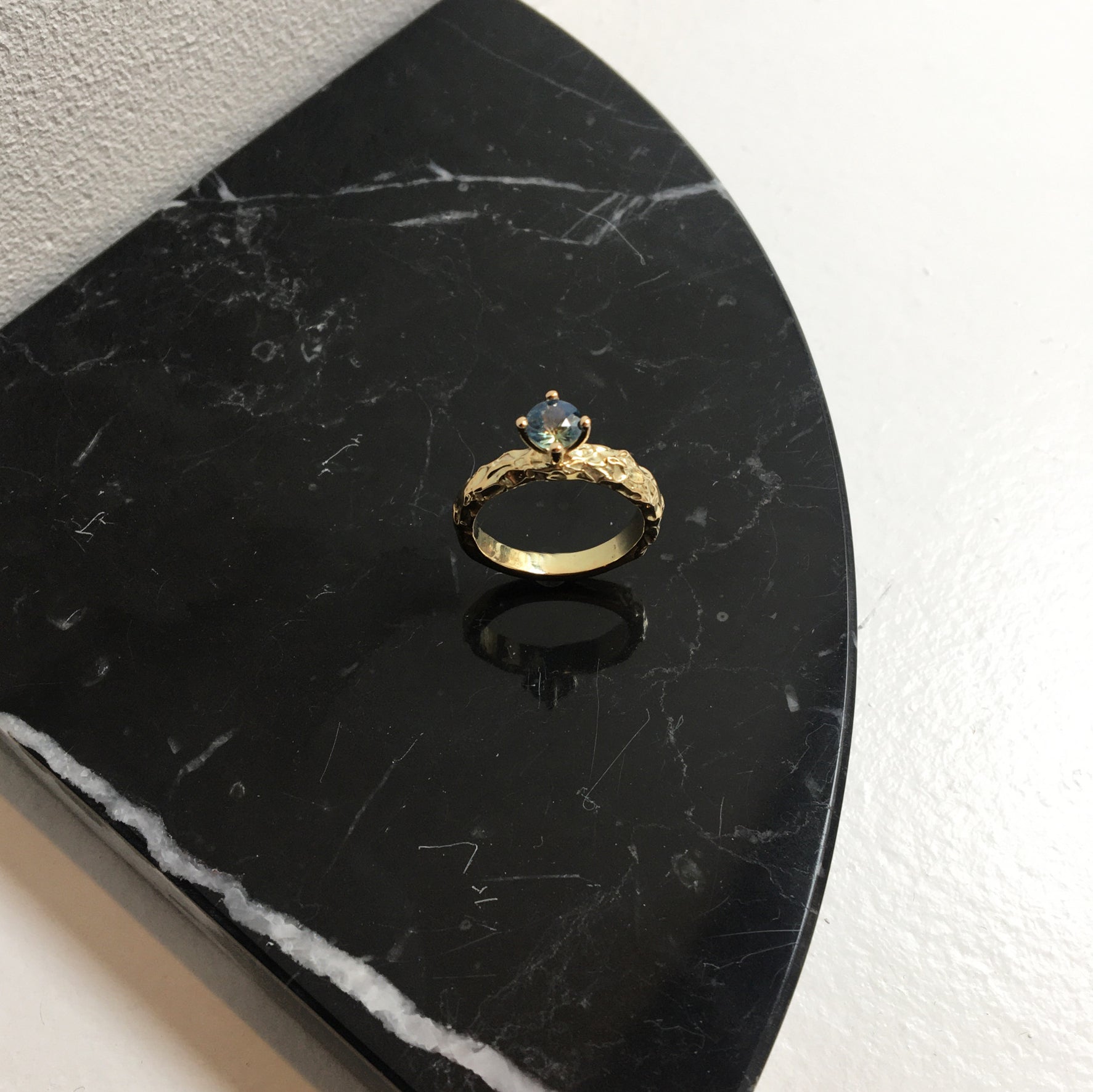 Big sapphire and 14k organic ring