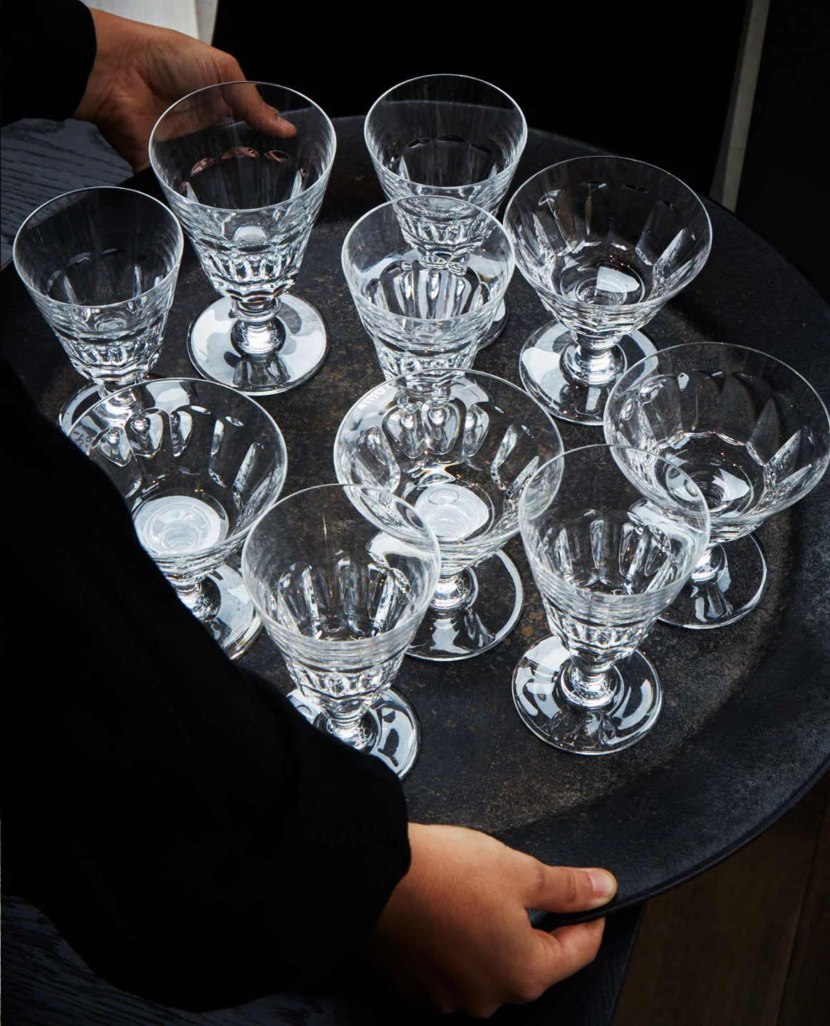 Decanter with 2 liqueur glasses, Cristallerie St. Louis,…