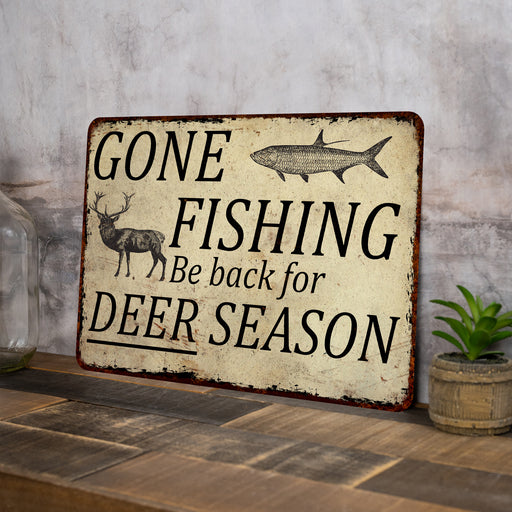 Deer & Beer Make Me Happy Man Cave Fishing 8x12 Metal Sign — Chico Creek  Signs