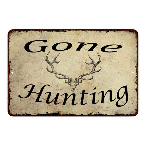 Gone Fishing, Deer Season Man Cave Fishing Metal Sign — Chico