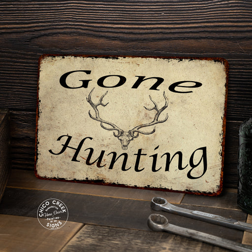 Gone Fishing, back for Hunting Man Cave Fishing 8x12 Metal Sign  208120063004 