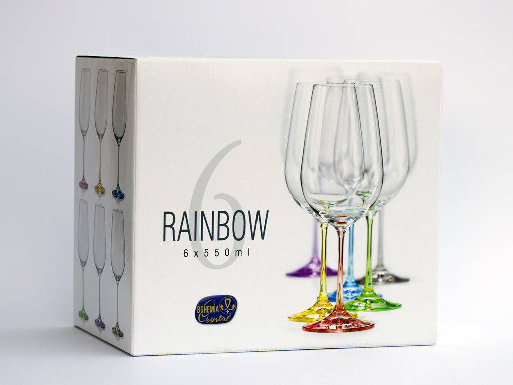 Rainbow Colored Wine Glasses Set Of 6 18 5 Oz Crystal Decor