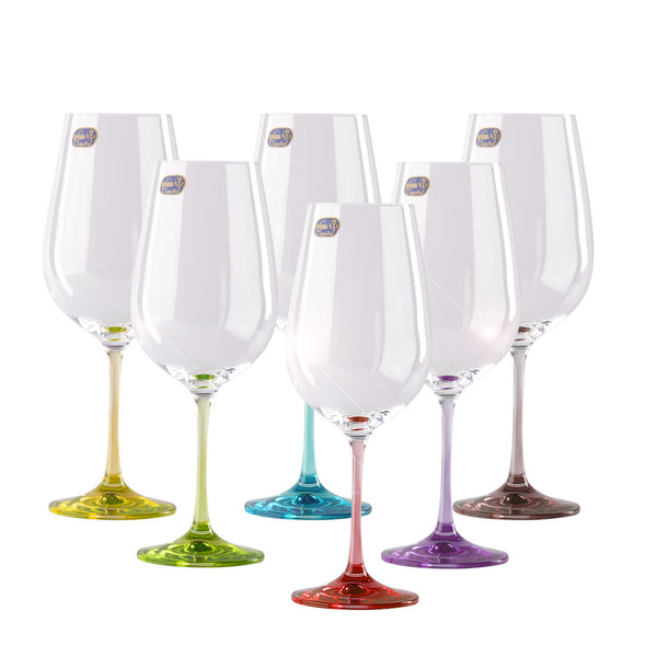 Rainbow Colored Wine Glasses Set of 6 (18.5 oz) - Crystal ...