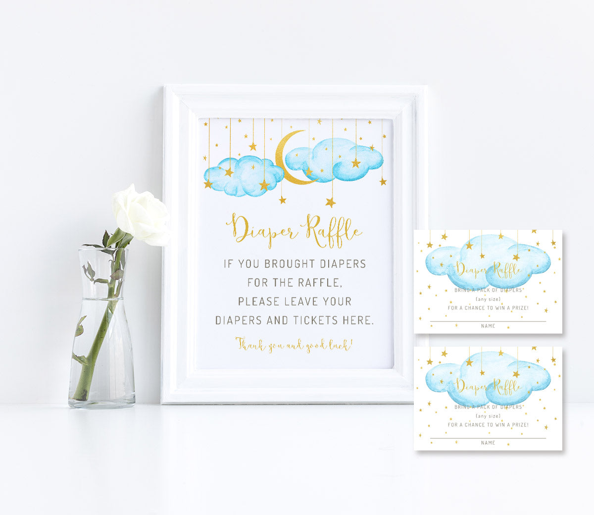 Baby Shower Games Bundle, Twinkle Twinkle Little Star, Blue Clouds wit -  Artful Life Designs