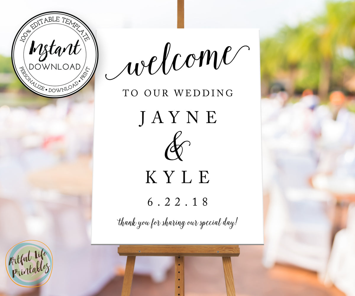  Wedding Welcome Sign Editable Template Wedding Printable Artful Life 