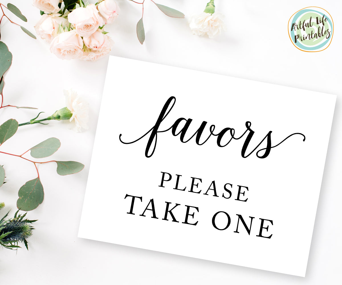 Printable Please Take One Sign Wedding Favor Sign Reception Signs Party  Favors Bridal Shower Sign Landscape Sign DIY 8x10, 5x7, 4x6 Greenery  (Instant Download) …