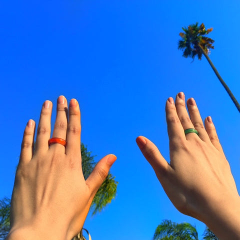 strawberry rhubarb and pistachio pear stone rings in the sky