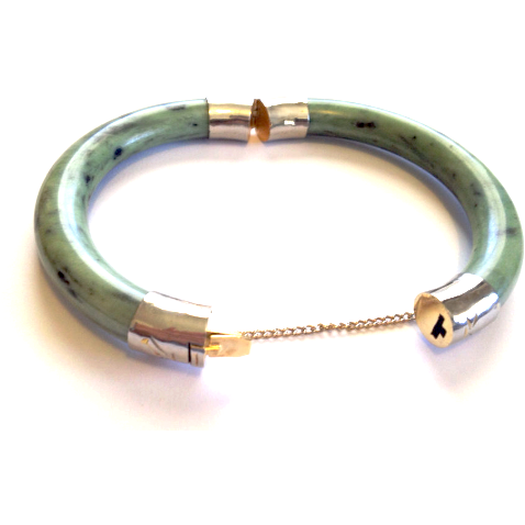 jade bangle with gold clasp