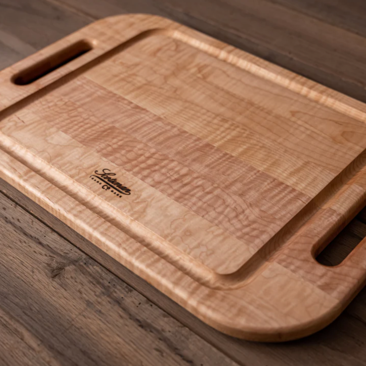 Curly Cherry Charcuterie Board with Industrial Handles