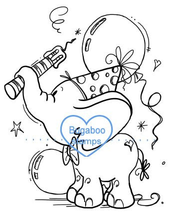 Download Birthday Elephant Digi Stamp image. www.bugaboostamps.com