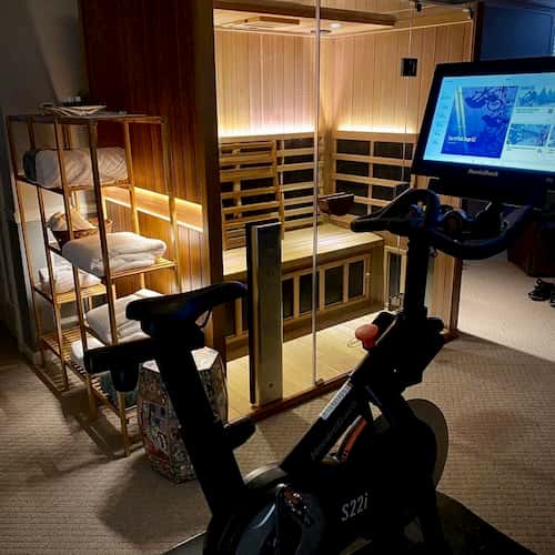 Sauna in exercise room
