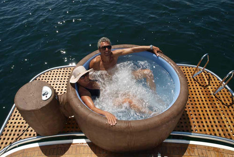 Couple enjoying a 2 person spa