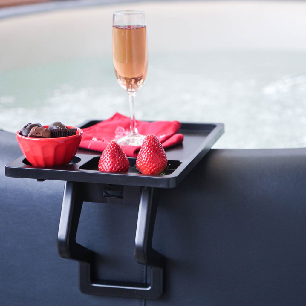 Softub Aqua Tray accessory with food and drink