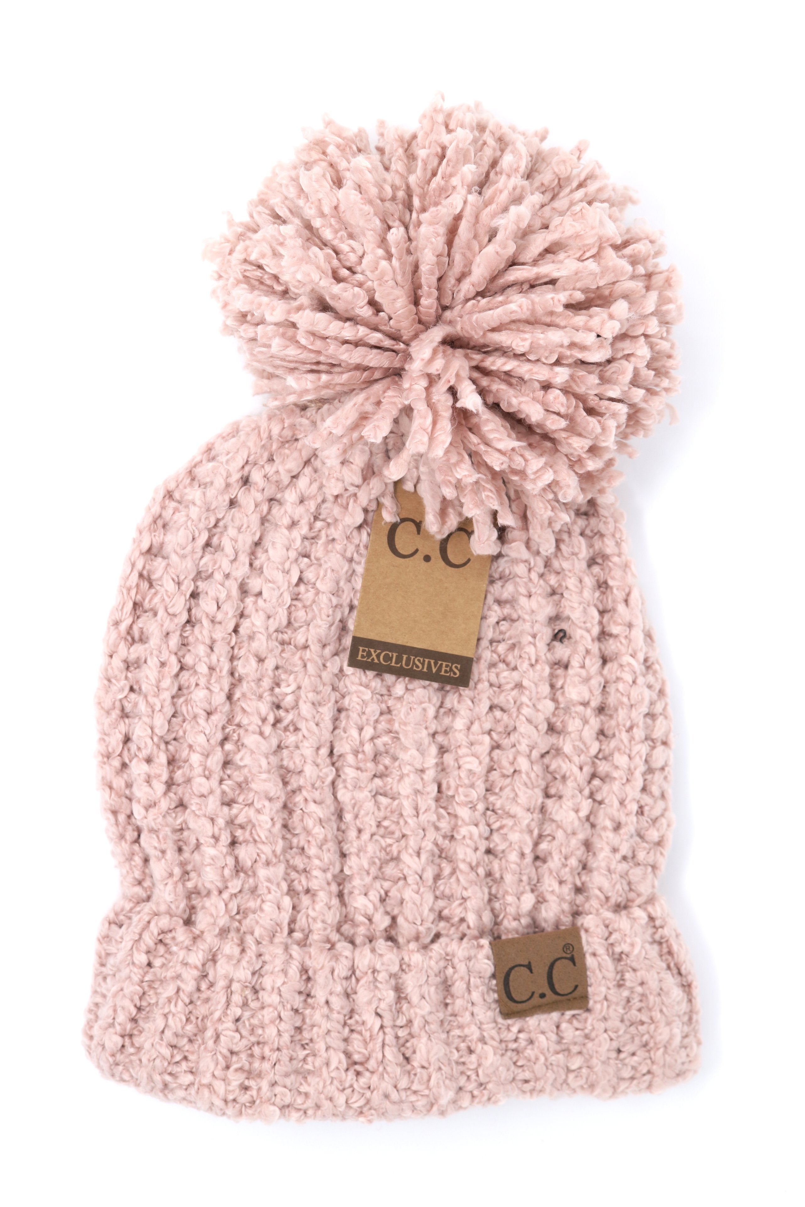 Chenille Pom Pom Beanie