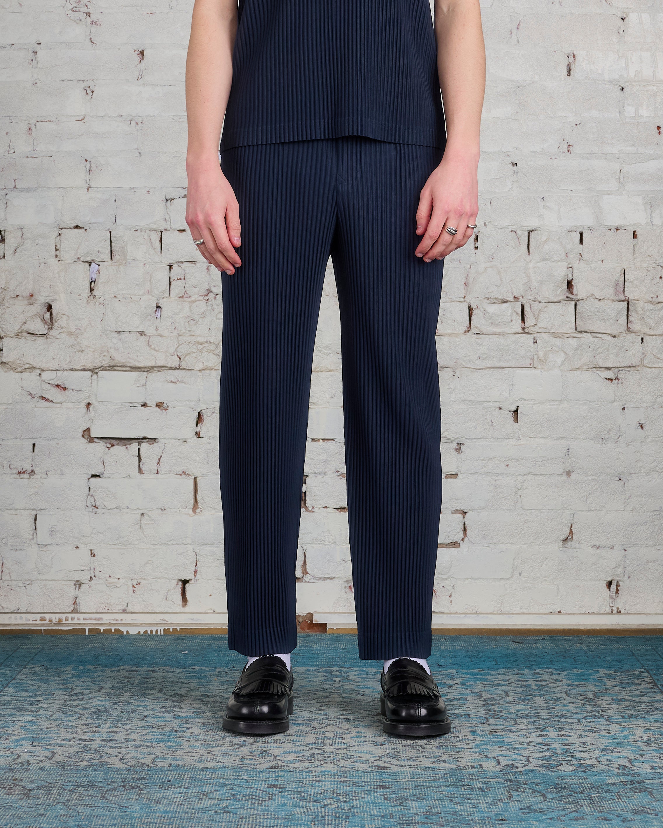 Issey Miyake Homme Plisse March Edge Ensemble Pant Navy