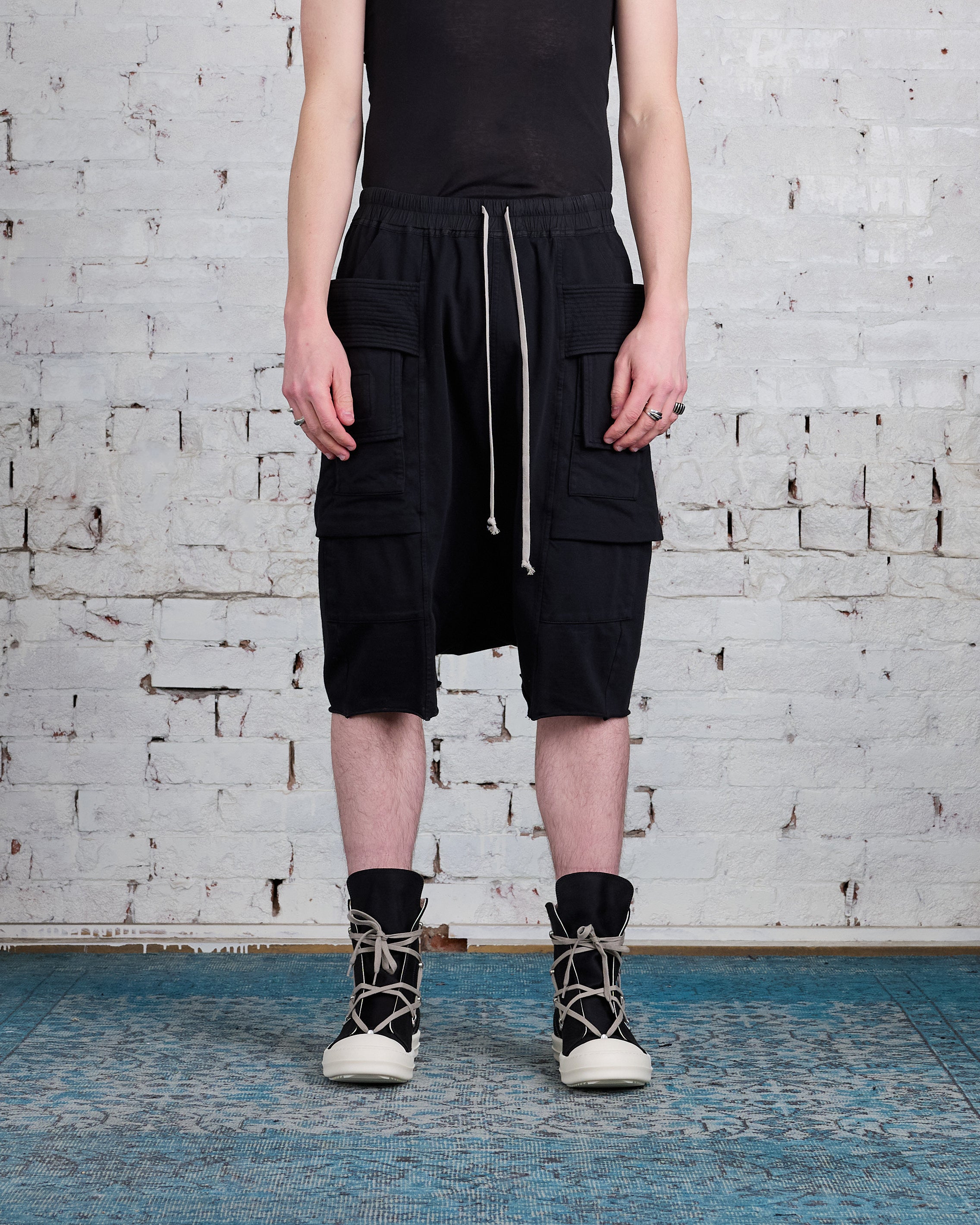 Rick Owens DRKSHDW Creatch Cargo Pod Short SBB Stretch Denim Black