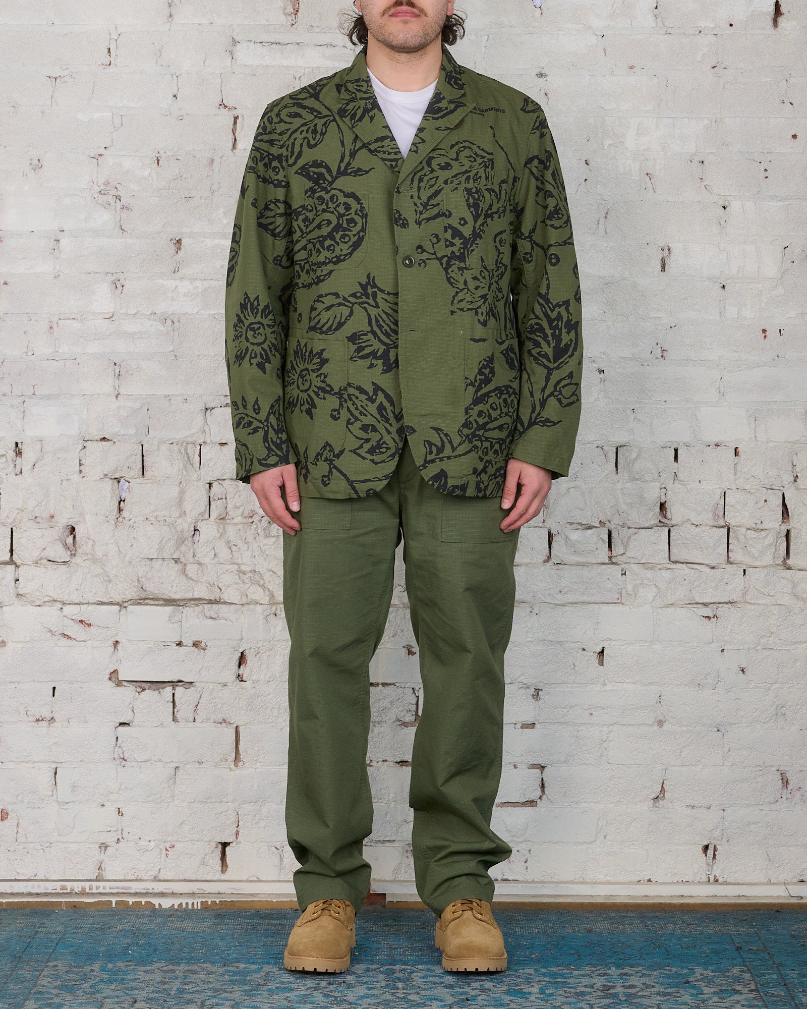 Engineered Garments Bedford Jacket Olive Floral Ripstop