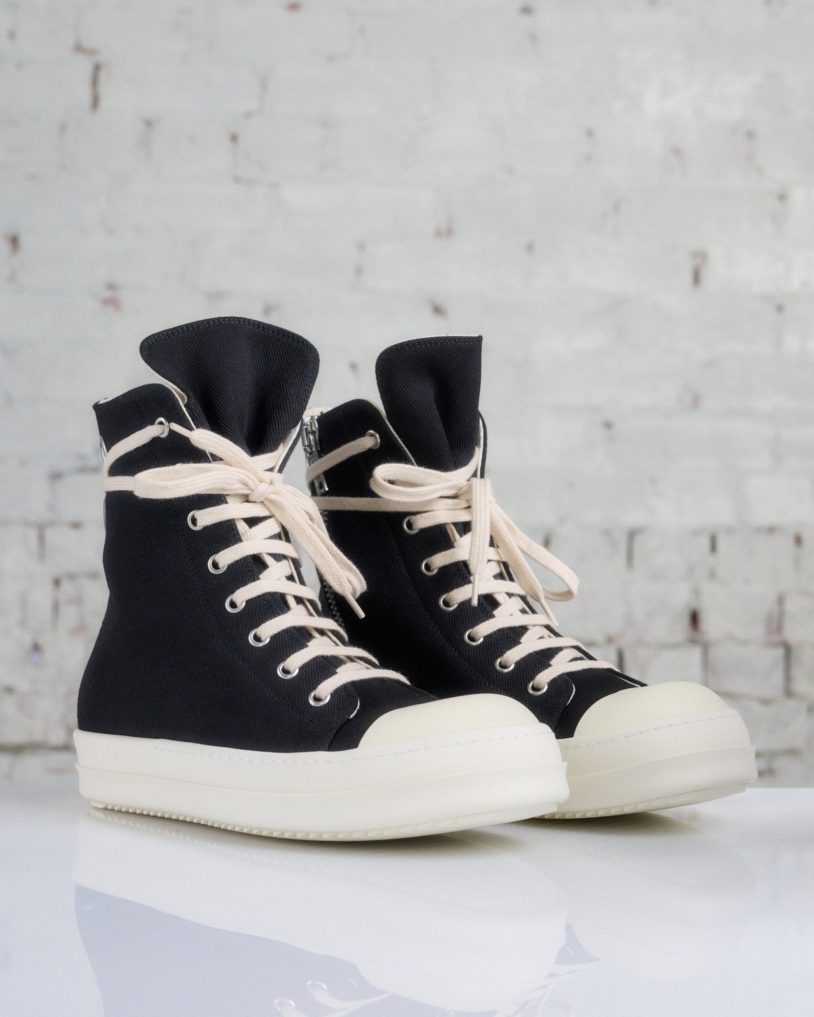 Rick Owens DRKSHDW Gimp Eyelet Sneaks 13oz Denim Black/Milk