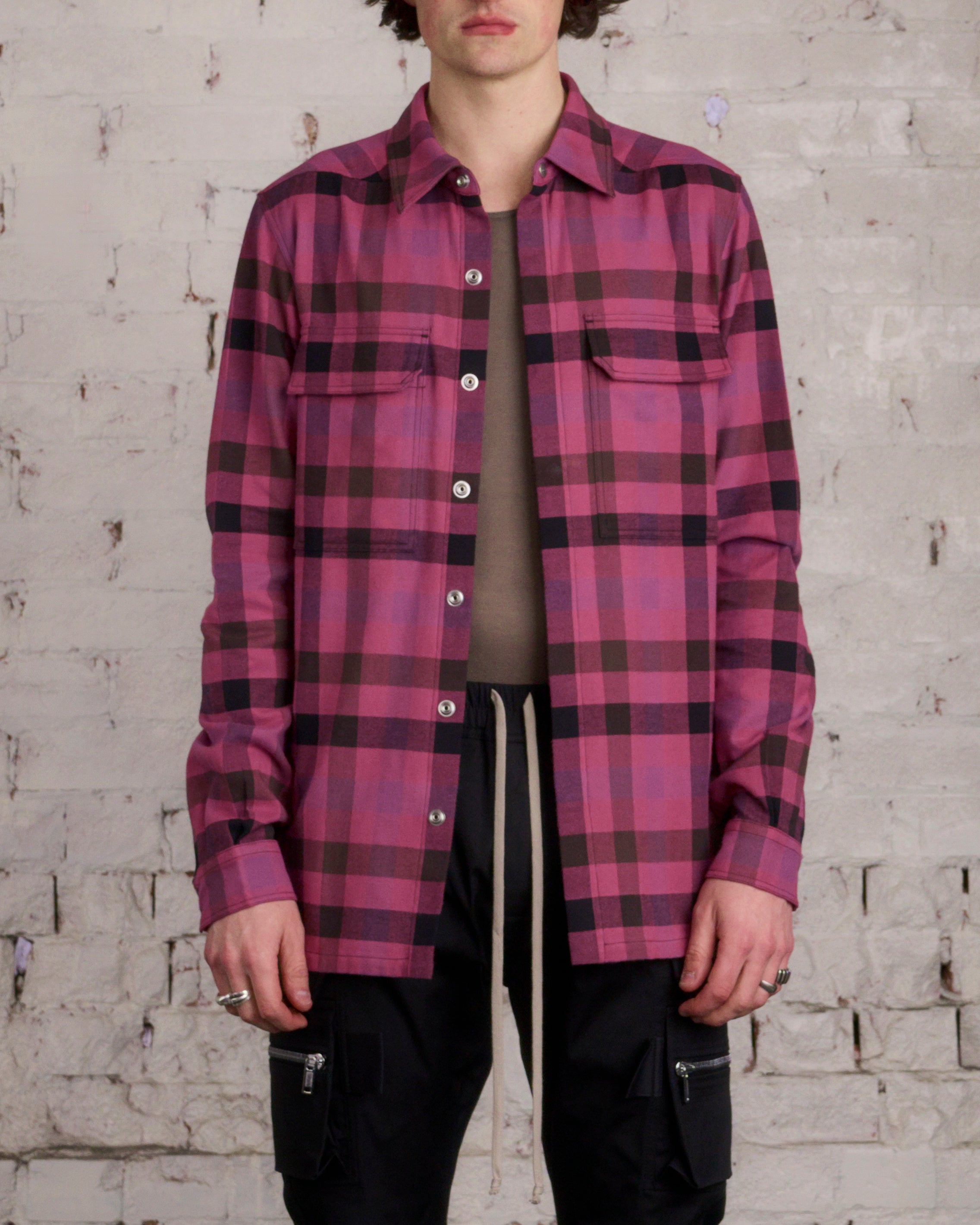 Rick Owens DRKSHDW Jumbo Sleeveless Outershirt Red Cotton Plaid