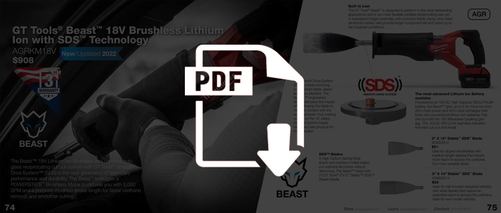 Diablo Reciprocating Auto Glass Cut Out Tool - Technical Brochure