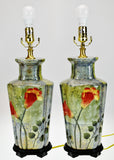 Vintage Oriental Accent Ceramic Table Lamps - A Pair