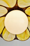 Vintage Cream & Caramel Swirl Slag Glass and Brass Pendant Chandelier Light
