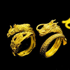 8 Auspicious Symbols - Couple Fortune Dragon & Phoenix Ring