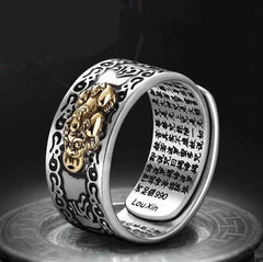 Feng Shui Symbols - Feng Shui Pixiu Mani Mantra Protection Wealth Ring