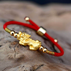 Feng Shui Symbols - Lucky Pixiu Red String Bracelet