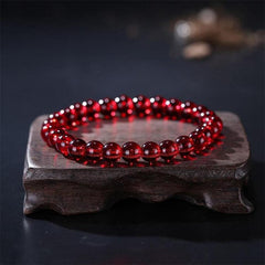 8 Auspicious Symbols - Natural Garnet Crystal Bracelet